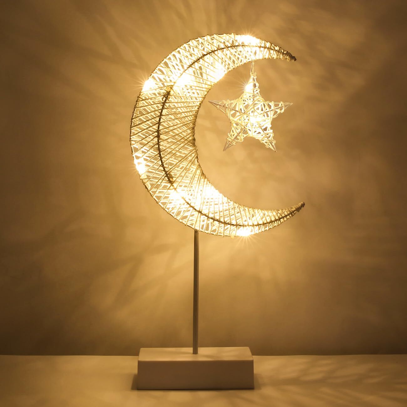 Decorative Table Lamp, Christmas Moon Star Ramadan Desk Lamp Battery Powered ...