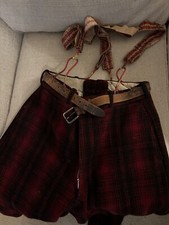 vintage woolrich hunting pants, plaid, with original suspenders size small