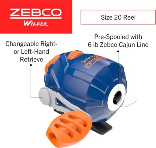 ZEBCO KIDS WILDER Spincast Fishing Combo 6 lb test line 4.3:1 Gear Ratio - Picture 4 of 4