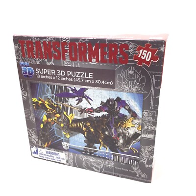 2014 Transformers Super 3D Puzzle 18''X12'' 150 Piece Milton Bradley New Sealed