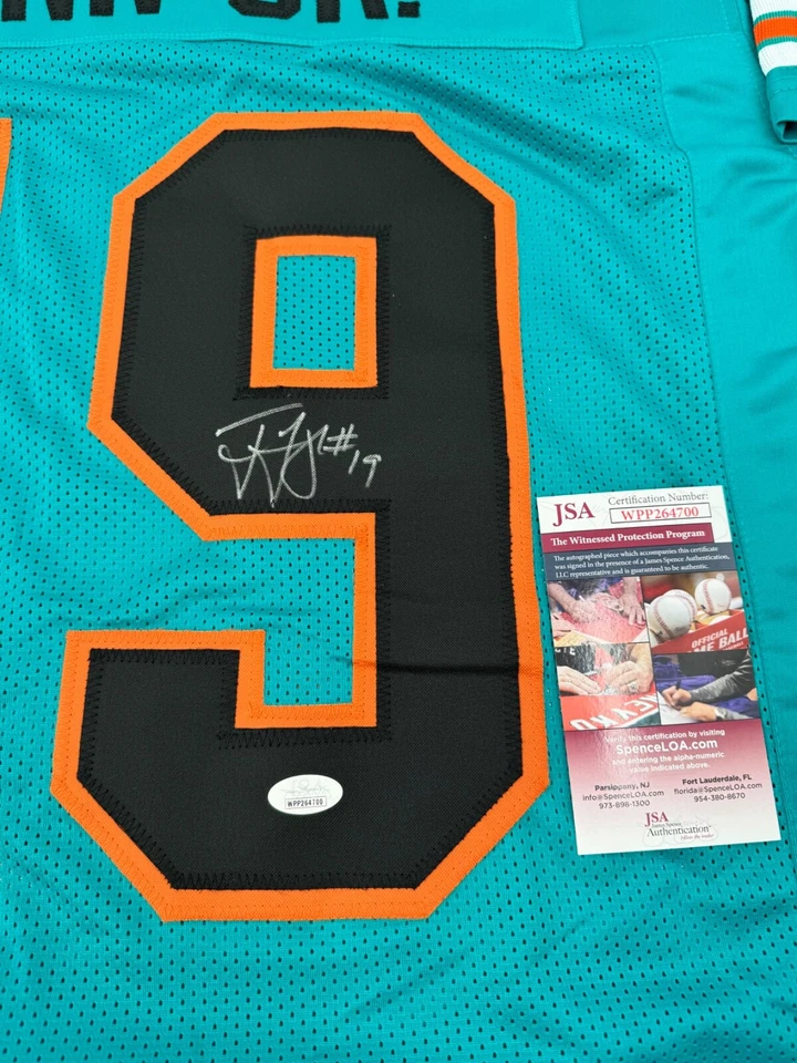 TED GINN JR. MIAMI DOLPHINS CAMISETA COSIDA PERSONALIZADA FIRMADA CERTIFICADO DE AUTENTICIDAD JSA Testigos Foto 2 de 3