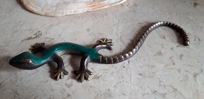 Gecko aus Bronze  Skulptur Reptilien Tier Kunst Handarbeit Bali Unikat