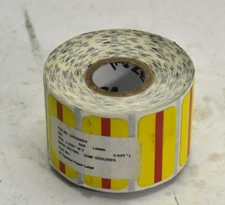 Zebra Direct Thermal Opaque Paper Labels 1.25" x .625" Yellow Red Stripe 600 Ct