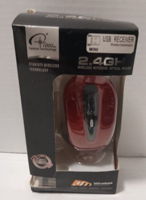 New Open Box Optical Technology 2.4 GH Red Wireless Mouse