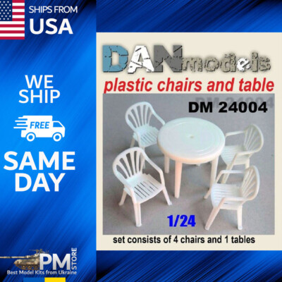 Dan Models 24004 Table, chairs. Set 4 chairs, 1 resin table. 3D printing 1/24