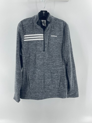 Adidas Youth Kids Gray 1/4 Zip Sweatshirt Jacket Pockets Size 16/20 - Picture 2 of 14