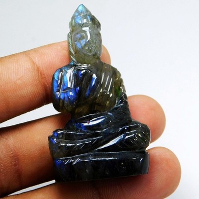 1.890'' Natural Labradorite Buddha Aventurine Handmade Statue for Gift & Decor