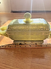 Solid Carved Antique Jade Container for Brushes with Inkwells