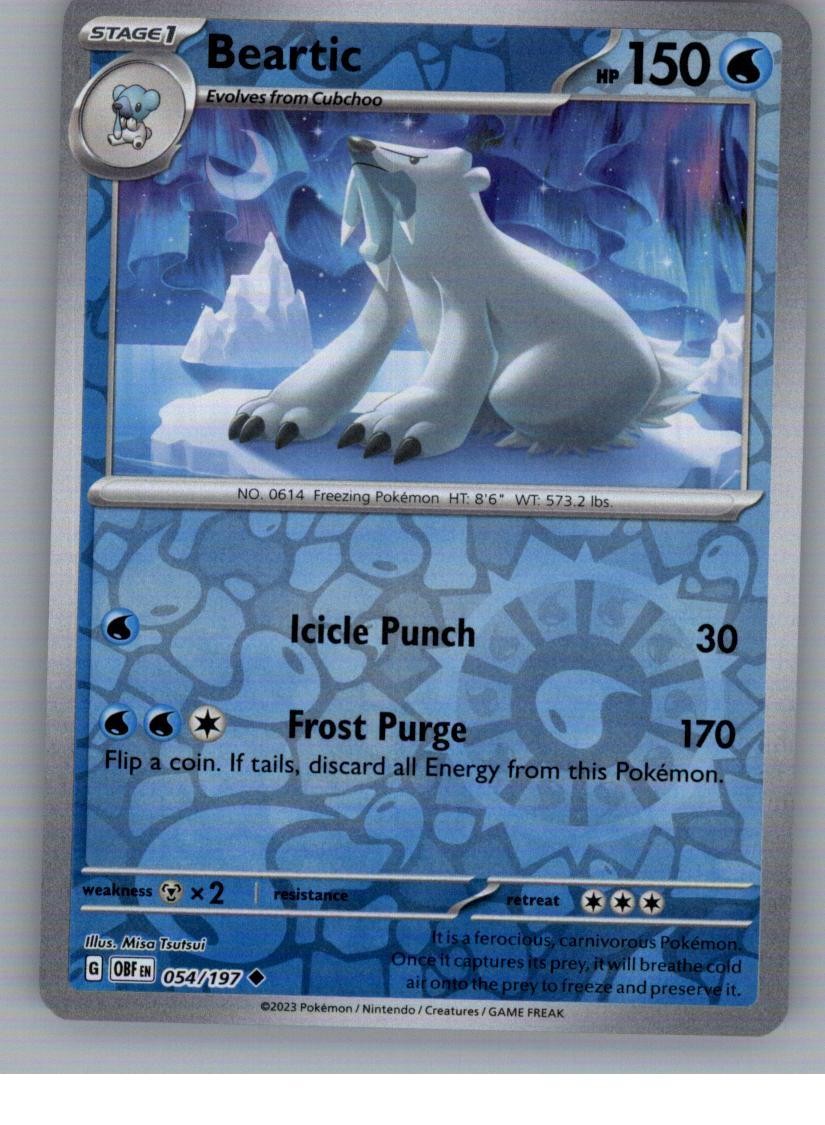 Beartic 054/197 Uncommon Obsidian Flames Pokemon Near Mint