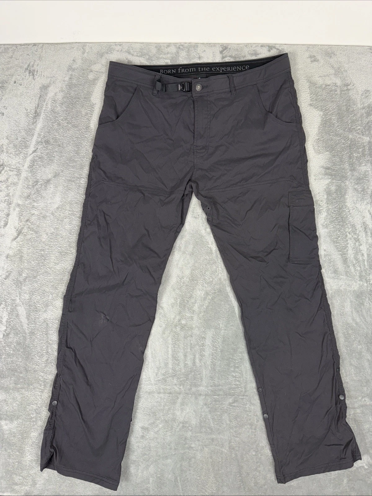 Prana Zion Pants Mens 38x34 Cargo Pocket Hiking Roll Up Gorpcore Stretch Gray*