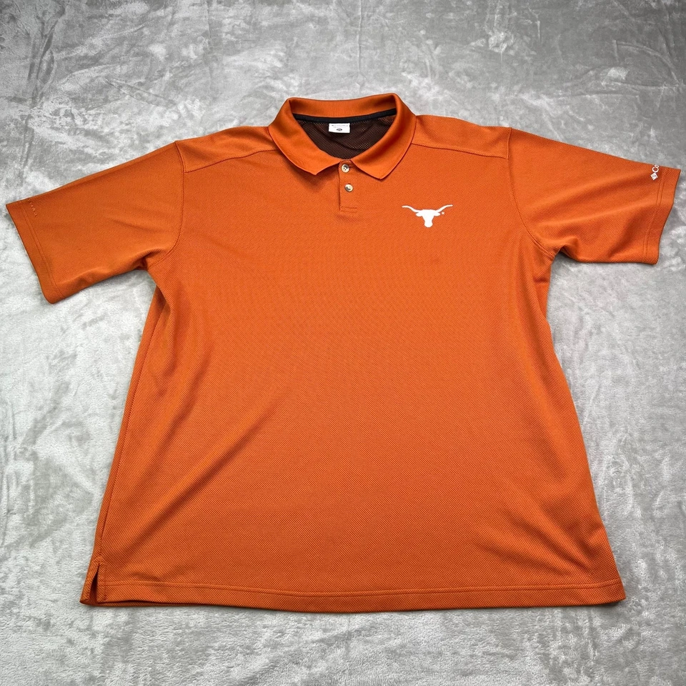Texas Longhorns Columbia Polo Shirt Men 2XL Orange Mesh Short Sleeve Stretch - Image 2 of 4