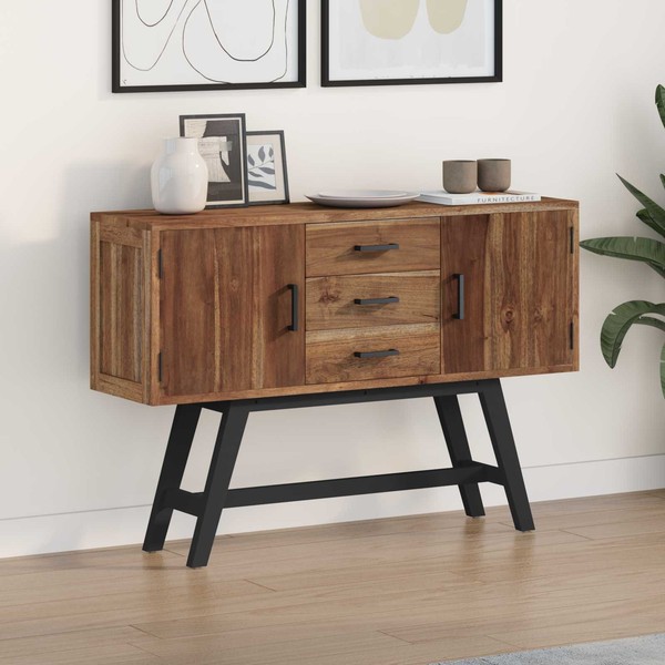 Tv-StäNder Natur 110 X 30 X 75 Cm Massivholz Teak Tv-StäNder Wohnzimmer MöBel Vi-image