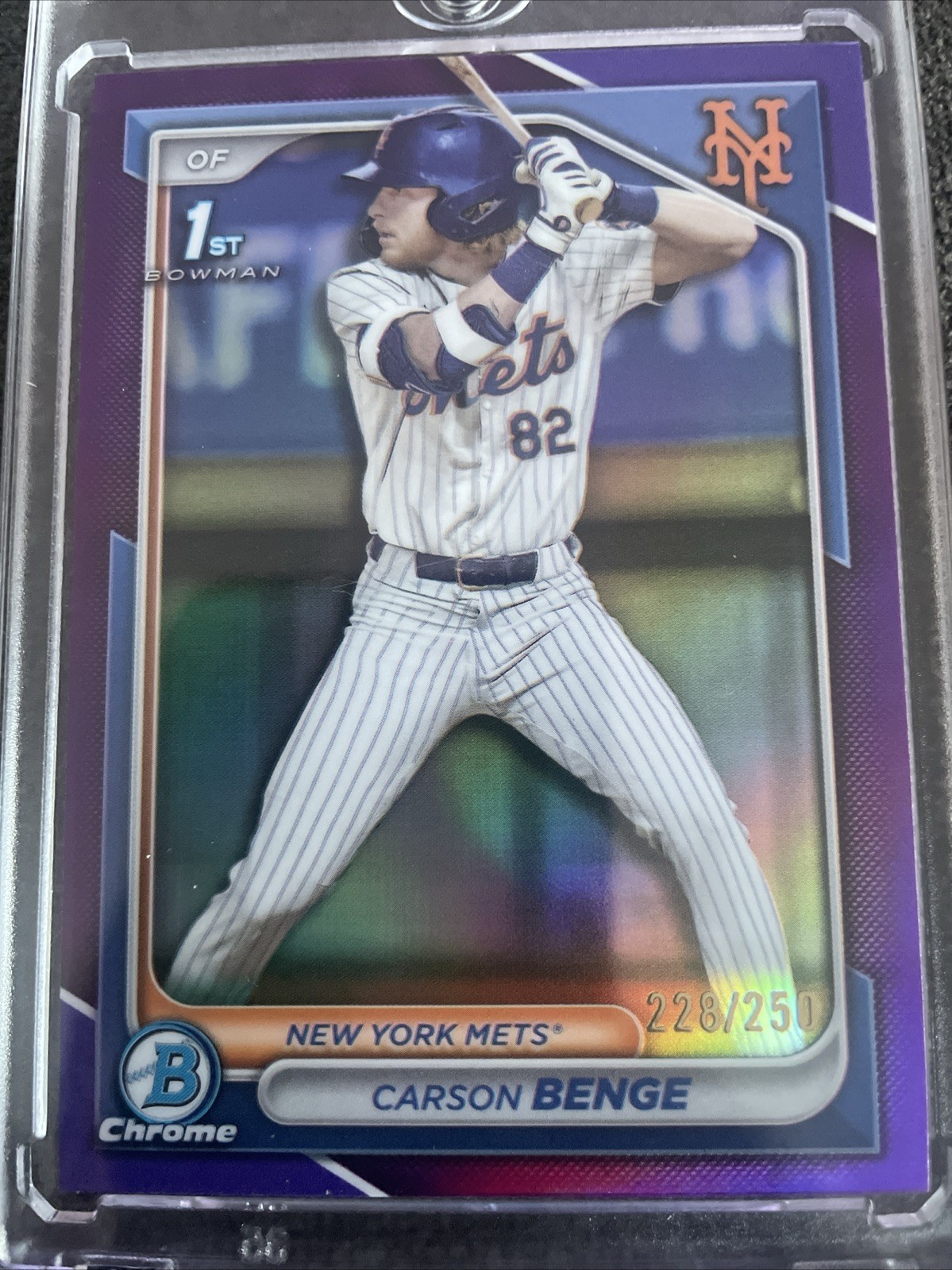 2024 Bowman Draft - Chrome Carson Benge #BDC-28 Purple Refractor /250 (RC)