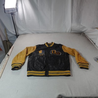 Zara Varsity Leather Jacket Mens Large Black Wherever Possible