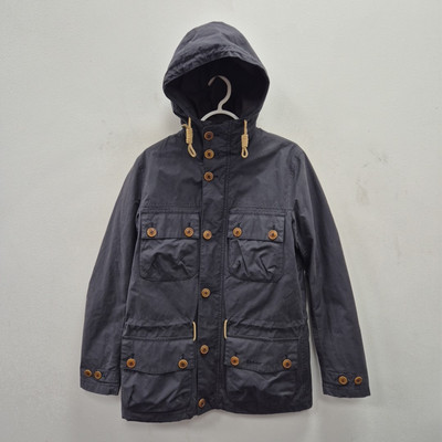Barbour Whitby Waterproof Breathable Navy Rain Hooded Coat Jacket Size Small
