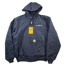Carhartt Duck Jacket Mens Medium Navy Cotton Flannel Lined Active OJ0140-M NEW