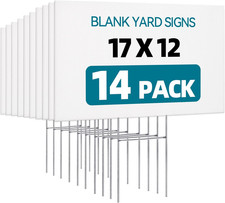 14 Pack Lawn Signs Corrugated Plastic 17X12 Inches Blank Yard Signs with Stakes
