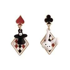 Queen of Hearts Earrings Red Heart Poker Drop Earrings for Women Trendy Asy - 02