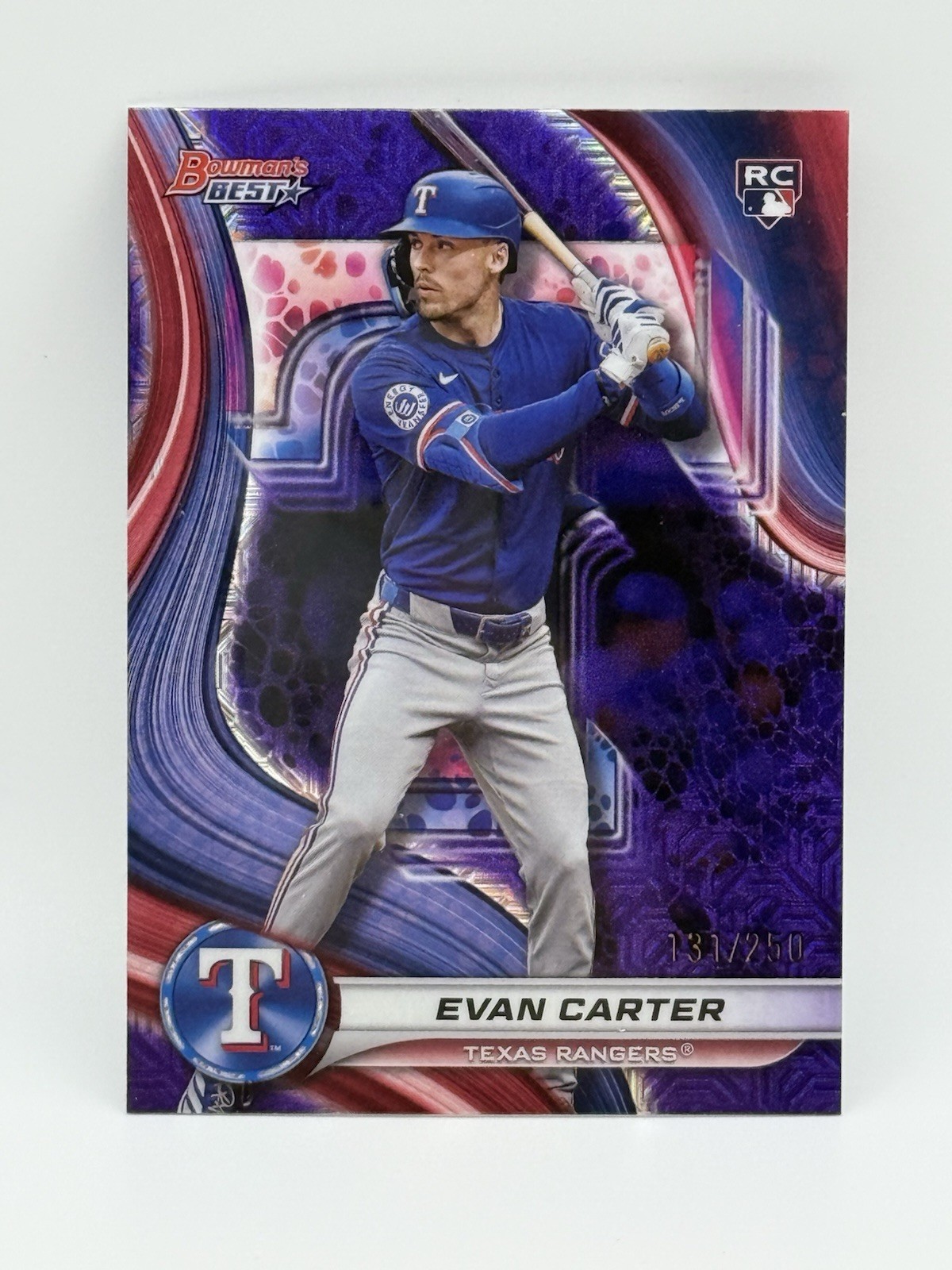 2024 Bowman's Best Evan Carter #66 Purple RC /250 Texas Rangers