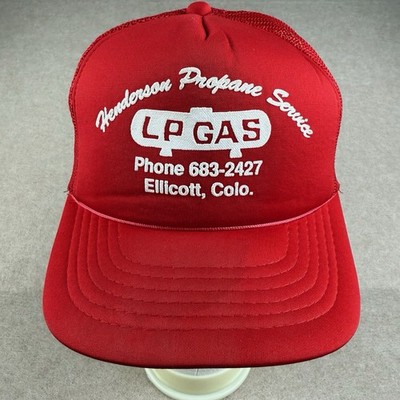 Henderson Propane Service LP Gas Trucker Hat Snapback Cap Red Mesh Foam Promo