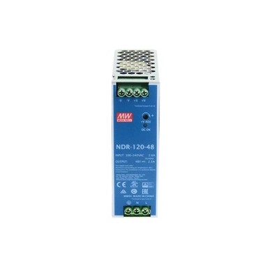 Mean Well NDR-120-48 120W 48VDC 2.5A DIN Rail Power Supply 115/230VAC Industrial