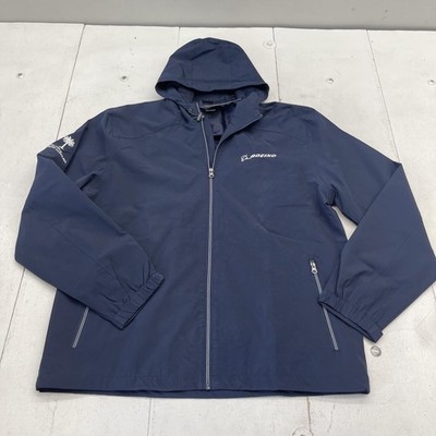 Boeing Jacket Mens Large Blue South Carolina Newport Hooded Full Zip Windbreaker