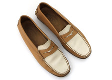 TOD'S Women's Two Tone Classic Leather Loafers Slip On Penny Shoes 8.5 AS IS