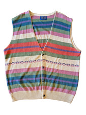 Vintage Pendleton High Grade Western Wear Large Vest Multicolor Striped USA