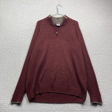 Columbia Quarter Zip Collared Ribbed Sweater Mens Large Ruby Red Outdoor Camp