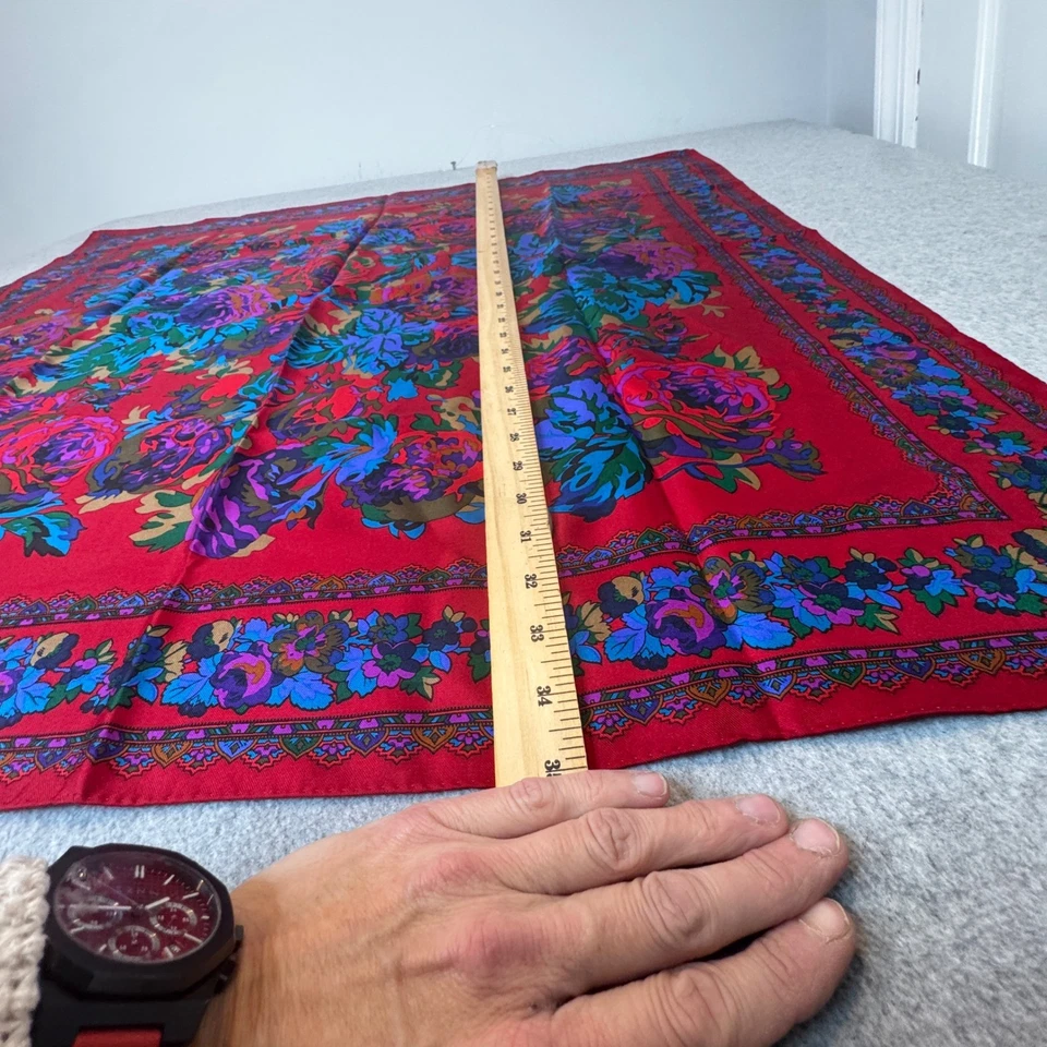 Vintage Liz Claiborne Silk Scarf Square Loud Luxury Floral 35 in X 35 in - Image 3 of 4