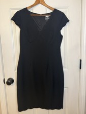 Adrianna Papell Women’s Black Sheath Cap Sleeve Midi Party Dress Size 8 
