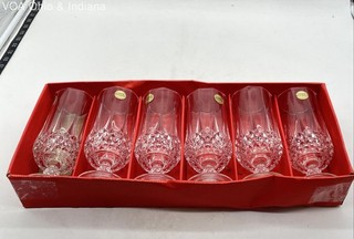 Cristal d'Arques Longchamp 24% Lead Crystal Wine Goblets Set of 6 France Vintage