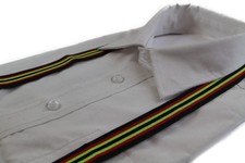 Boys Adjustable Black, Red  Lime Green Striped Patterned Suspenders