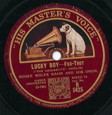 Schellack 1928 Roger Wolfe Kahn And His Orchestra Lucky Boy A Little Bungalow EX