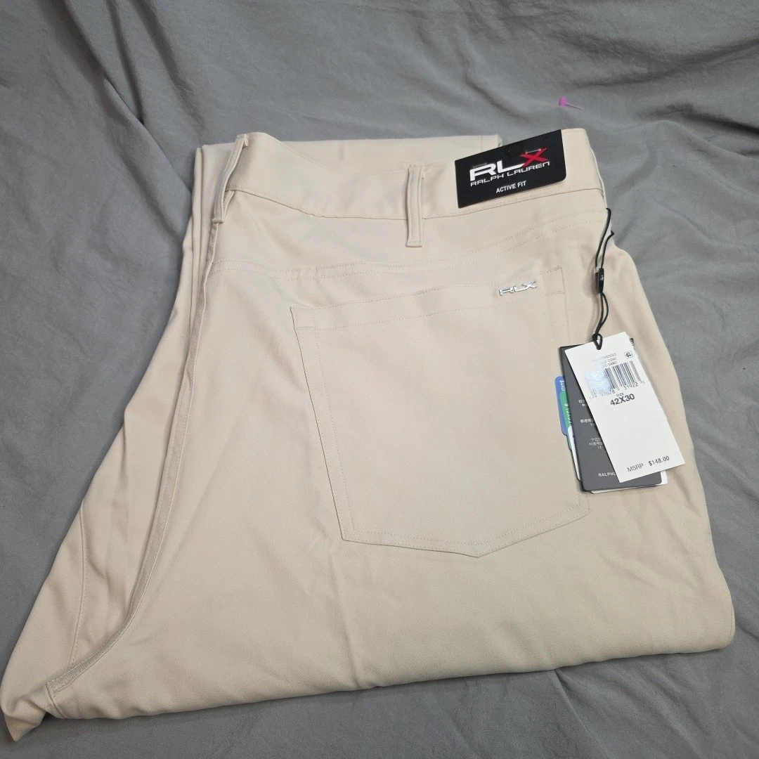 RLX Ralph Lauren Golf Pants Men 42x30 Beige Performance Basic Sand Nylon Stretch