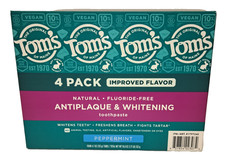 Tom s of Maine Antiplaque Whitening Toothpaste Peppermint 4-Pack Open Box NEW