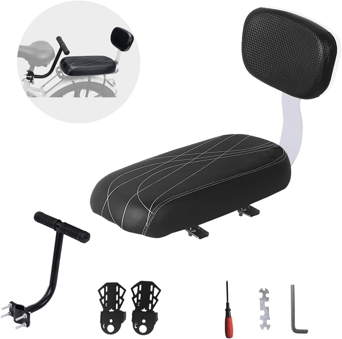 Rear Seat Back Pu Leather Soft Cushion Passenger Bike Kids