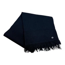 CHANEL 12A Silk Coco Mark Muffler Scarf Black Used Luxury Authentic