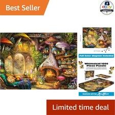 1000 Piece Jigsaw Puzzle Merry Mushroom Cottage Fantasy Artwork With Poster