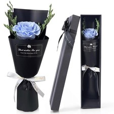 Single Preserved Roses in A Gift Box - Real Forever Rose Flower with Greeting...