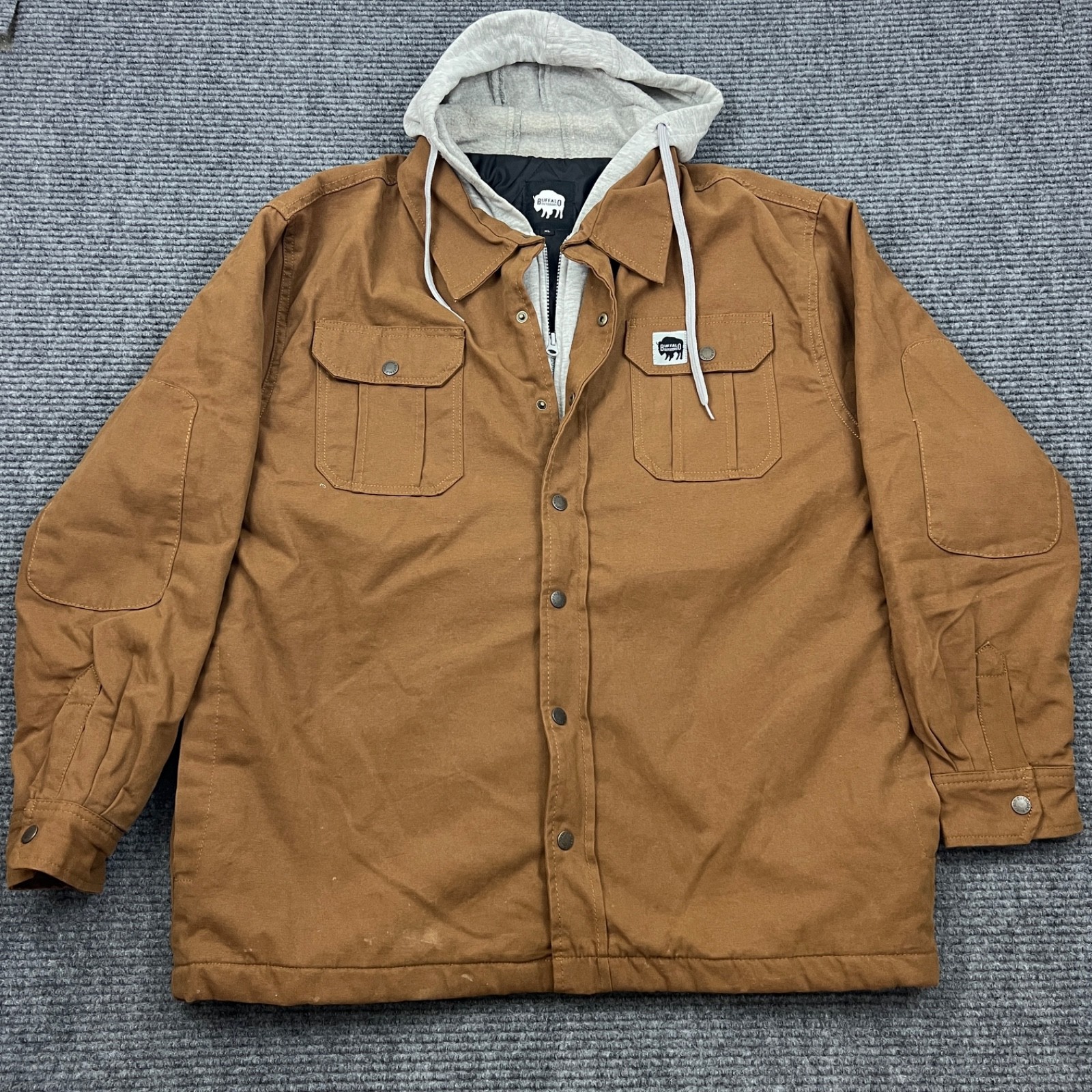 Buffalo Outdoors Jacket Men’s XL Brown Canvas Hooded Quilted Lined Work Coat