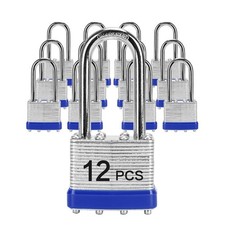 Padlocks with Same Key, LQYN 12 Pcs Laminated Keyed 12 Pack Blue, blue silver