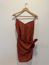 Abercrombie & Fitch Women's Faux Wrap Front Mini Dress Size L, Rust Orange