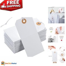 Reusable 100-Pack White Price Tags - 4.76'' 2.36'' with Reinforced Holes