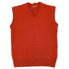 Balandi Mens Wool Blend V-Neck Sweater Vest Orange Knit Size S/M Turkey