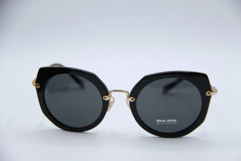 NUEVAS GAFAS DE SOL MIU MIU SMU 02X 1AB-5S0 NEGRAS DORADAS MARCOS AUTÉNTICOS 51-25 Foto 2 de 4