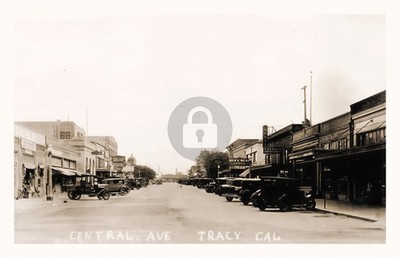 CA California Tracy Central Ave. c1925 Autos Mens Wear RPPC Photo Postcard COPY