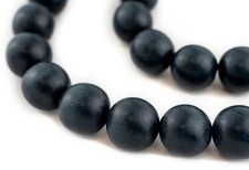 Navy Blue Round Natural Wood Beads 20mm Large Hole 17 Inch Strand