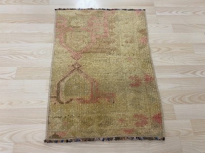 Vintage Anatolian Rug 1.6x2.2 ft Antique Muted Boho Rug Small Door Mat Handwoven