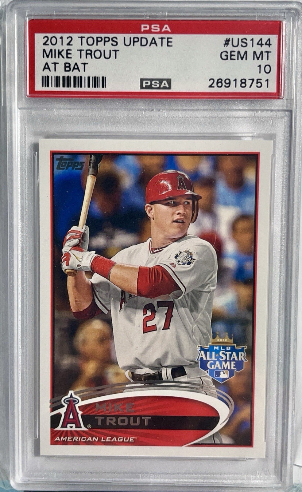 2012 Topps Update Mike Trout At Bat Los Angeles Angels #US144 PSA 10💎 GEM MT